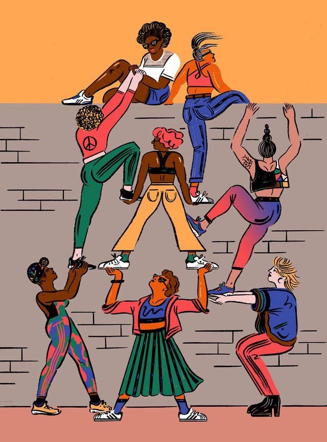 woman helping each other to achieve equality