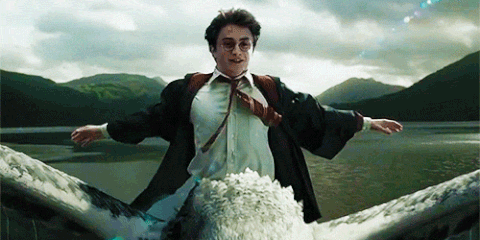 harry potter flying on a hippogriff