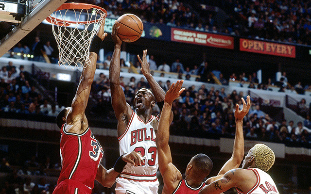 Michael Jordan playing for Chicago Bulls